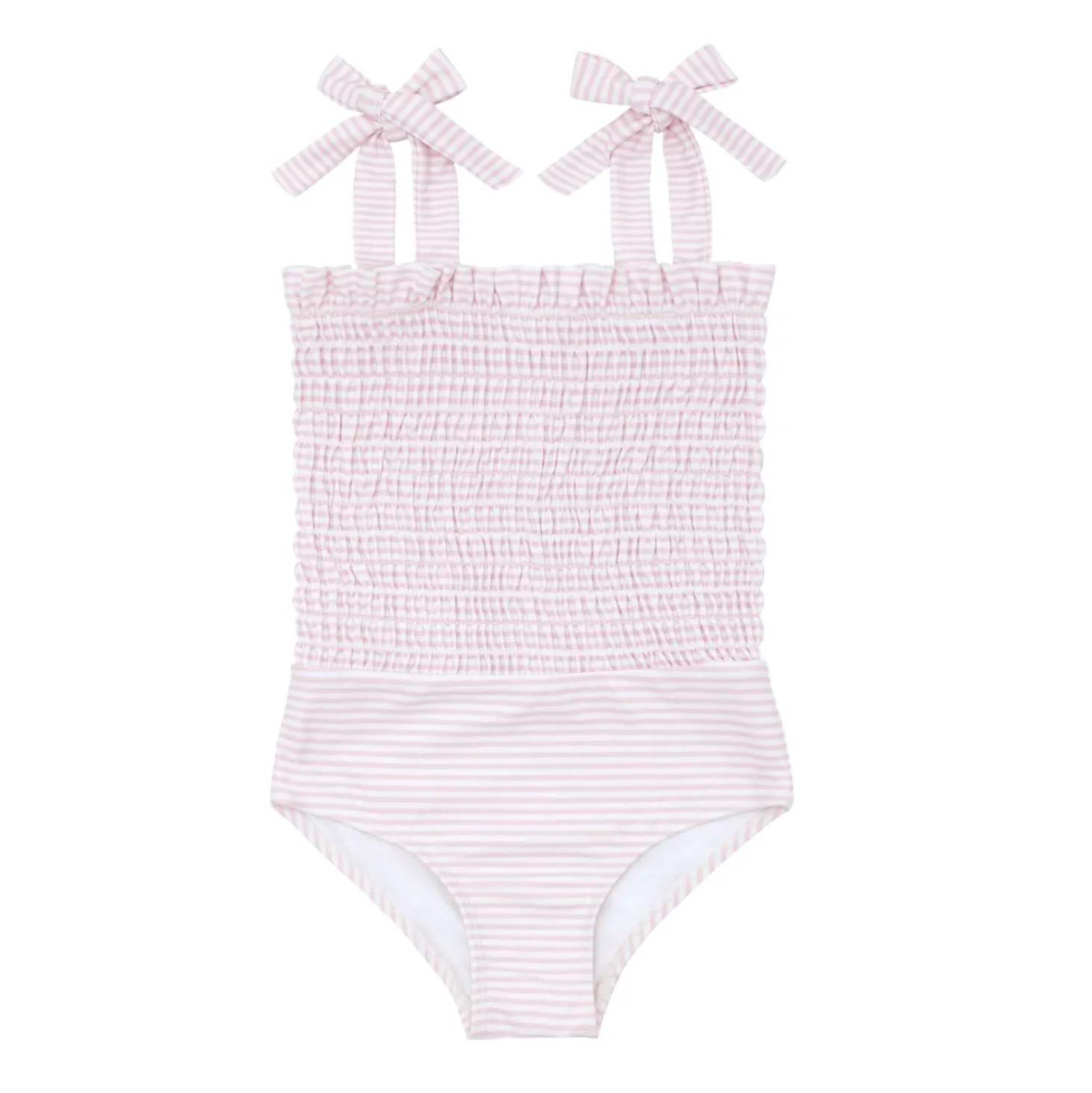 Girls Pink Stripe Smocked One Piece