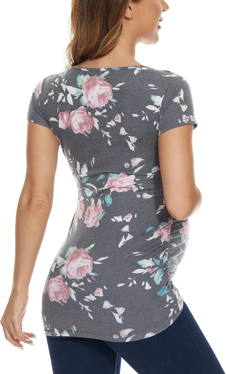 Glampunch Women's Maternity Shirts Short & Long Sleeve Tie Front Wrap Maternity Tops