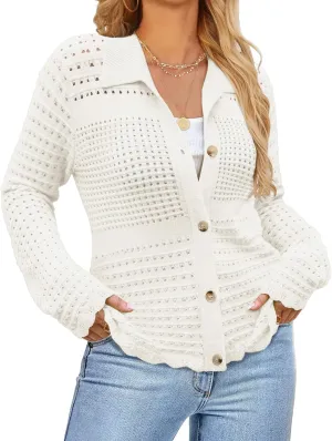 GRACE KARIN Cardigan Sweaters for Women Long Sleeve 2024 Fall Button Down Lightweight Cardigans for Women