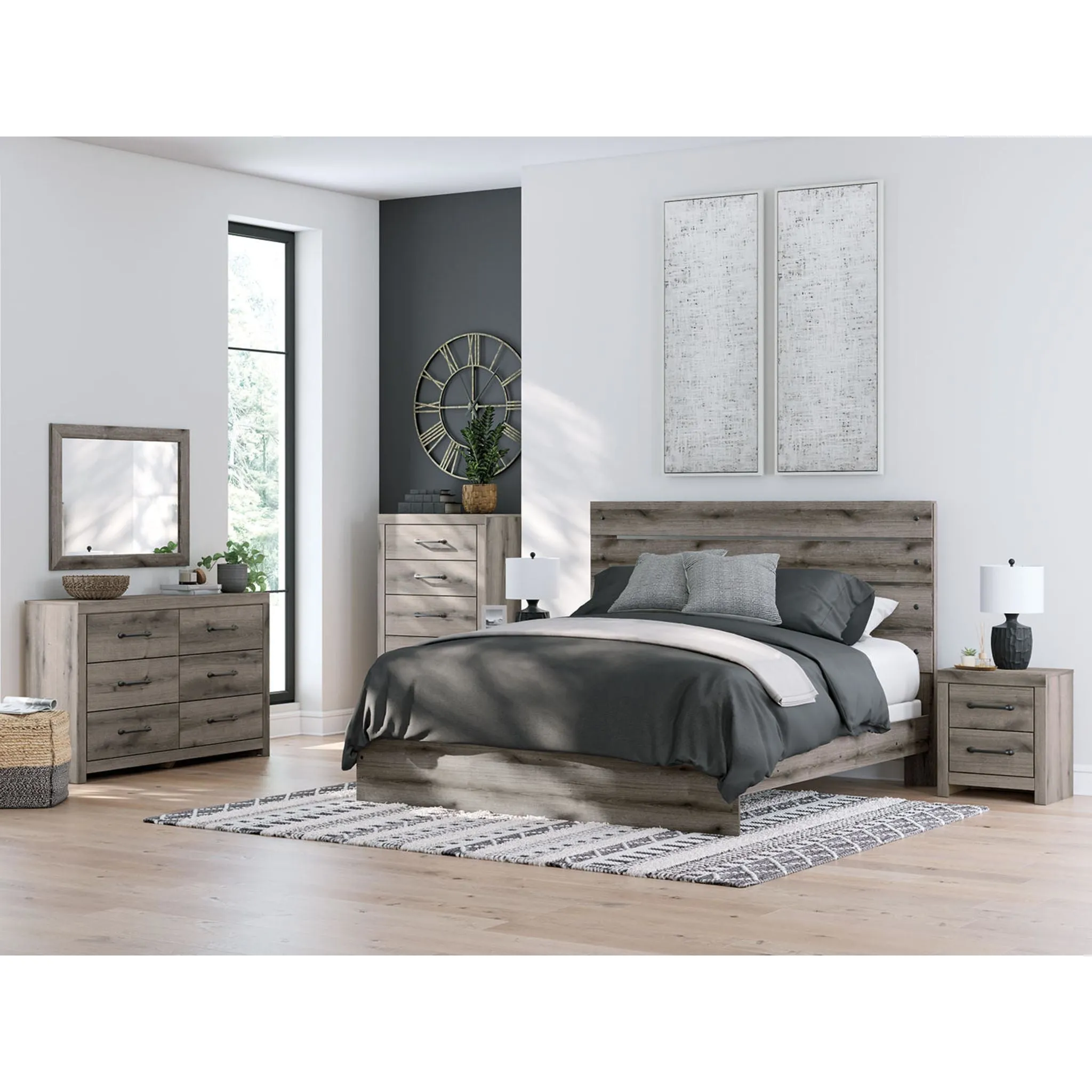 Graystorm King Panel Bed - Brown Gray
