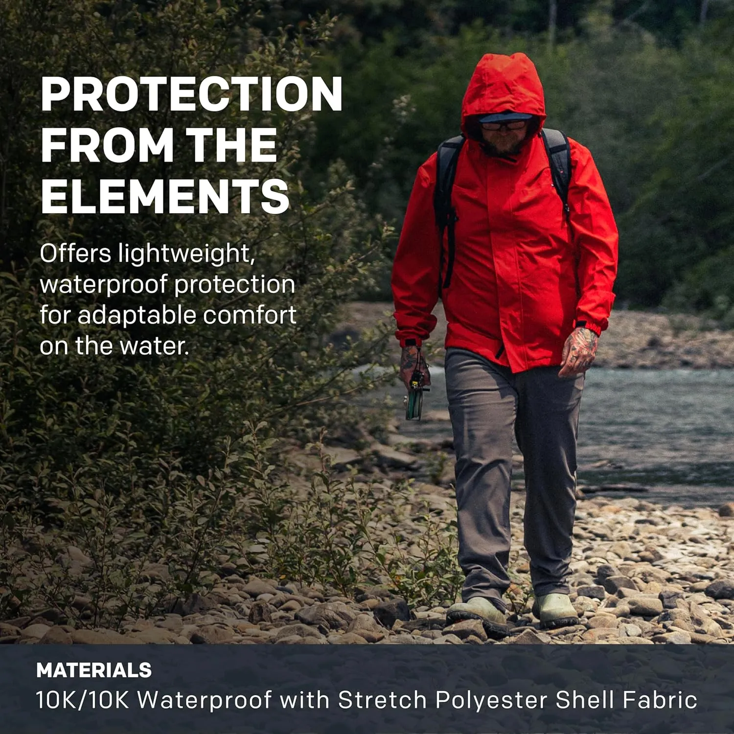 Grundns Cutter Jacket  Waterproof, Packable, Lightweight Rain and Wind Resistant Fishing Jacket for Men