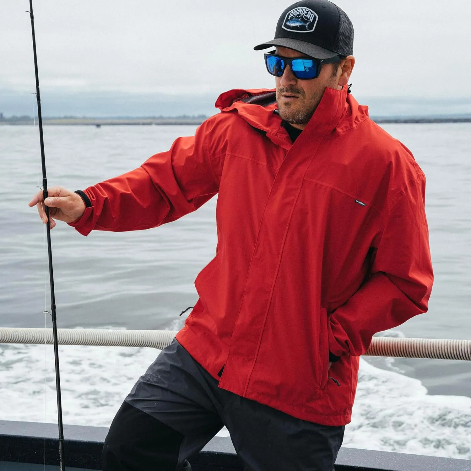 Grundns Cutter Jacket  Waterproof, Packable, Lightweight Rain and Wind Resistant Fishing Jacket for Men