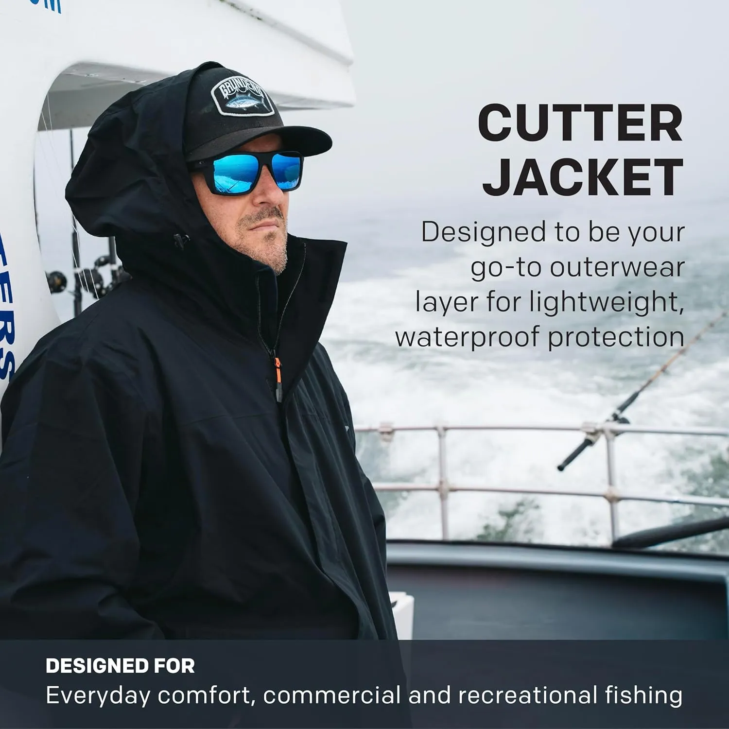 Grundns Cutter Jacket  Waterproof, Packable, Lightweight Rain and Wind Resistant Fishing Jacket for Men