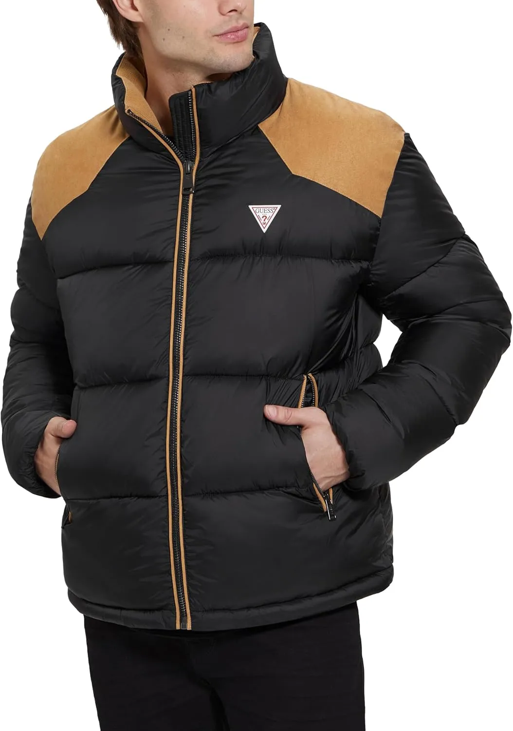 GUESS Men's Larry Fabric Block Puffer Jacket