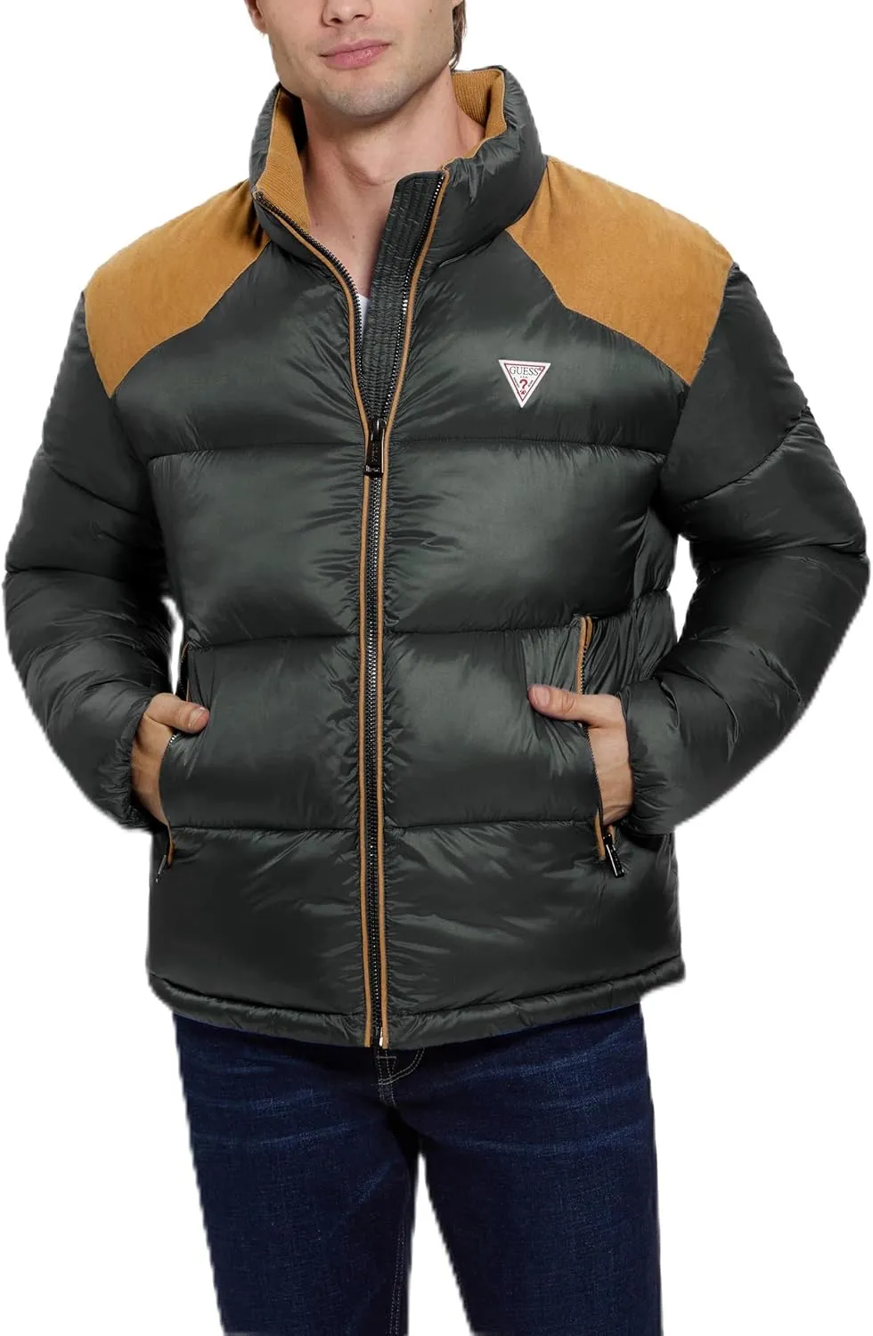 GUESS Men's Larry Fabric Block Puffer Jacket