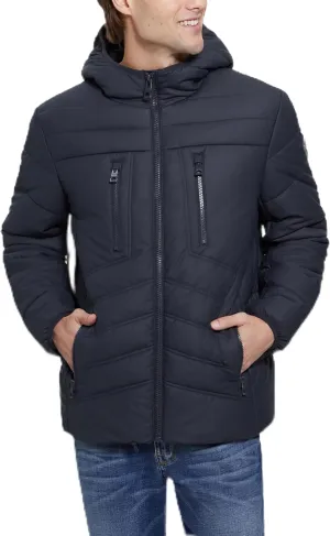 GUESS Men's Leo Tech Quilted Hooded Jacket