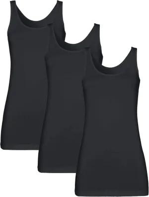 H HIAMIGOS Womens 3 Packs Long Tank Tops Stretchy Cotton Sleeveless Camisole Undershirts Layering Workout Yoga Camis