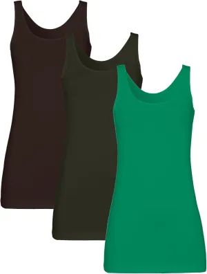 H HIAMIGOS Womens 3 Packs Long Tank Tops Stretchy Cotton Sleeveless Camisole Undershirts Layering Workout Yoga Camis