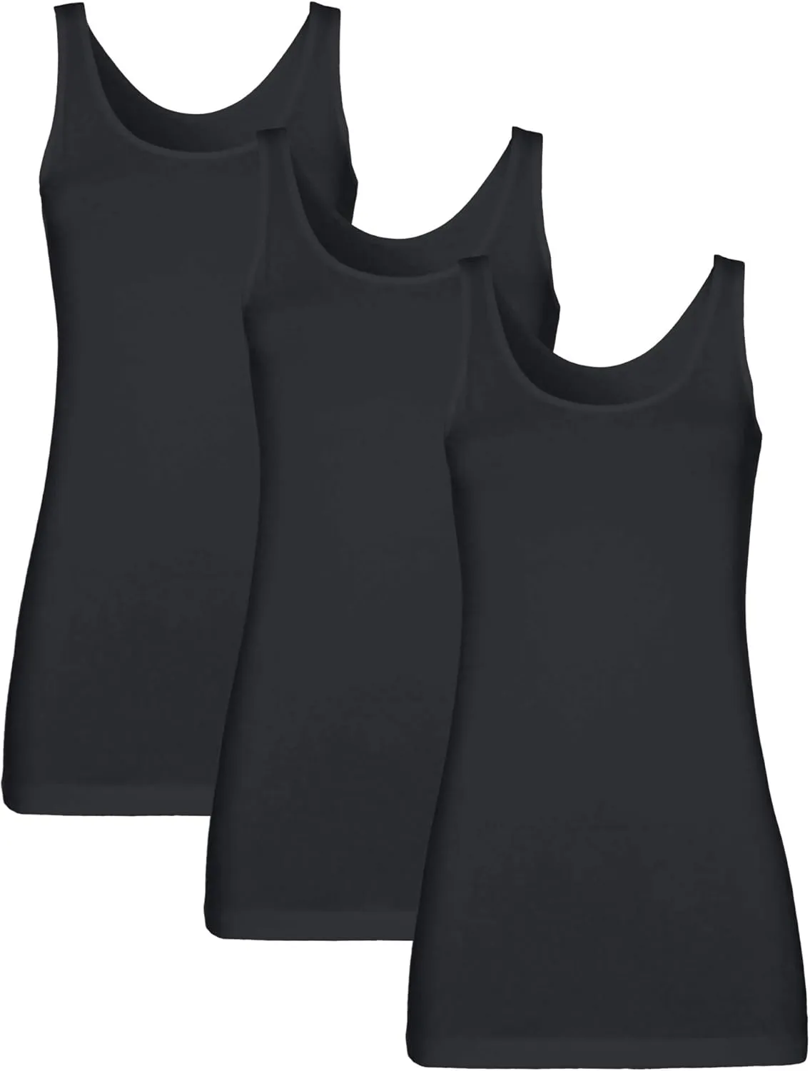 H HIAMIGOS Womens 3 Packs Long Tank Tops Stretchy Cotton Sleeveless Camisole Undershirts Layering Workout Yoga Camis