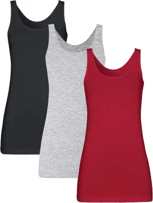 H HIAMIGOS Womens 3 Packs Long Tank Tops Stretchy Cotton Sleeveless Camisole Undershirts Layering Workout Yoga Camis