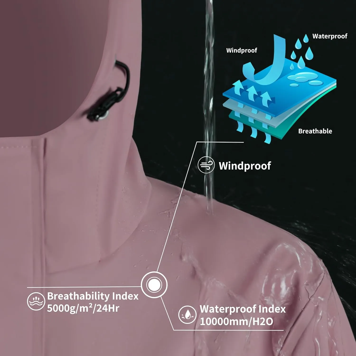 HALO RAIN Women's Single Breasted Long Trench Coat Windproof Raincoat Outerwear Lightweight Windbreaker with Blet & Hood