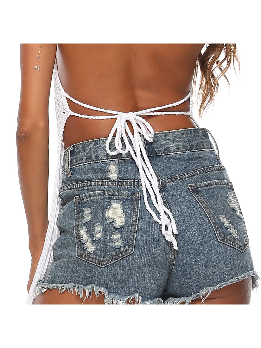 Halter Crochet Tassel Swimwear Beach Dress Bikini Cover Up