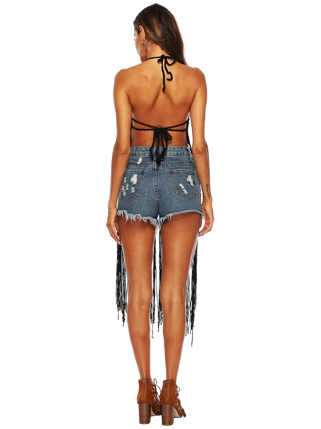 Halter Crochet Tassel Swimwear Beach Dress Bikini Cover Up