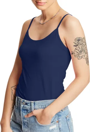 Hanes Women's Cami with Built-in Shelf Bra, Stretch Cotton Camisole, Adjustable Straps