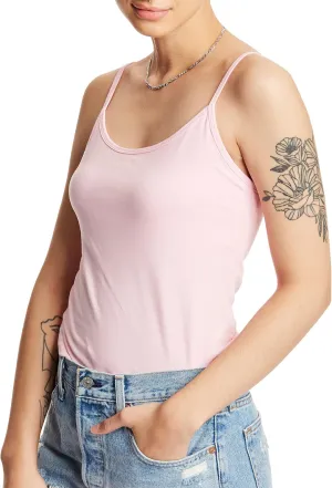 Hanes Women's Cami with Built-in Shelf Bra, Stretch Cotton Camisole, Adjustable Straps