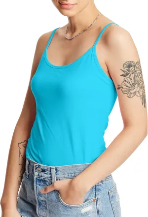 Hanes Women's Cami with Built-in Shelf Bra, Stretch Cotton Camisole, Adjustable Straps