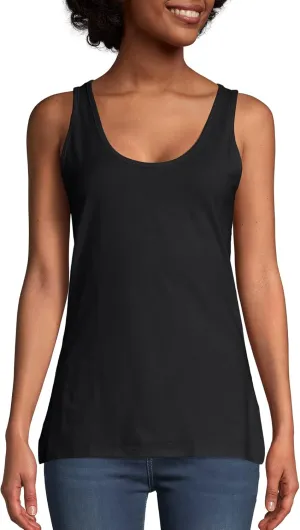 Hanes Womens Scoopneck Cotton Jersey Tank, Classic Top, Lightweight For Camisoles-lingerie, Black, Small US