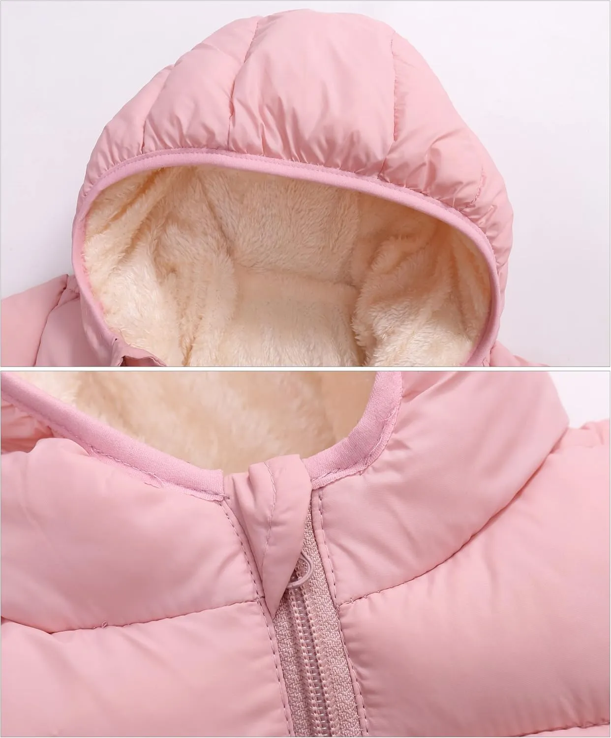 Happy Cherry Boys Girls Hooded Down Jacket Winter Warm Fleece Coat Windproof Zipper Puffer Outerwear 2T-6T