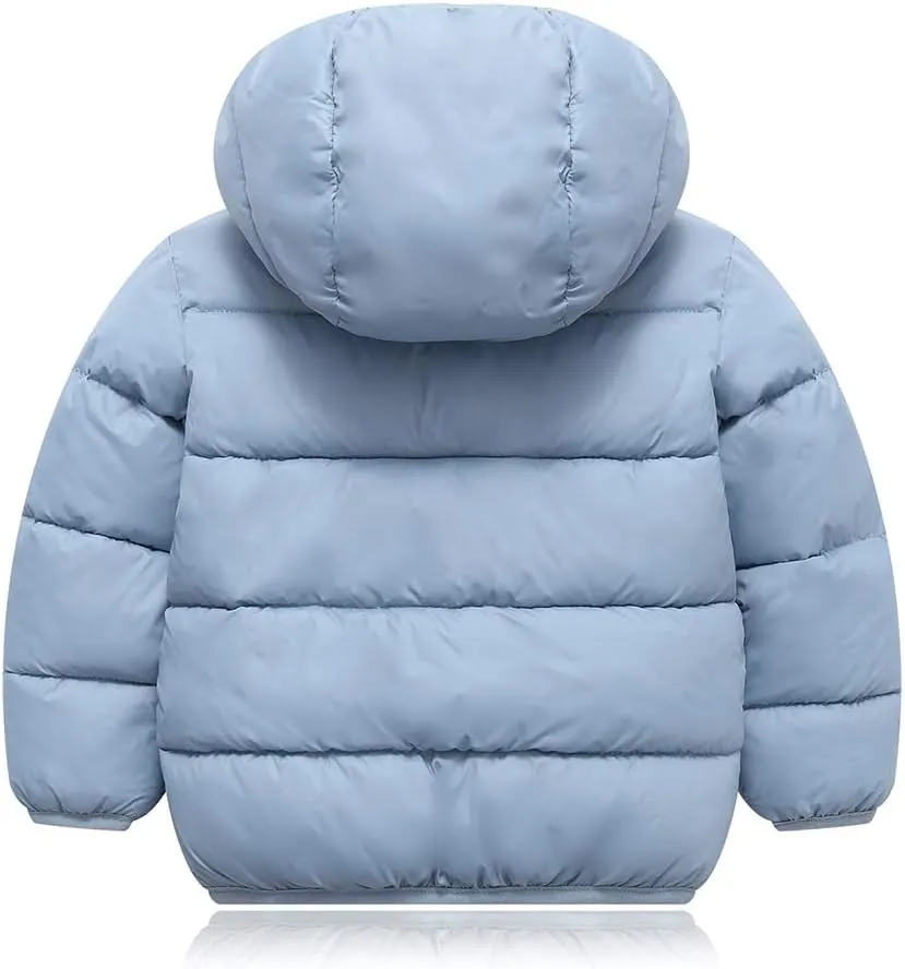 Happy Cherry Boys Girls Hooded Down Jacket Winter Warm Fleece Coat Windproof Zipper Puffer Outerwear 2T-6T