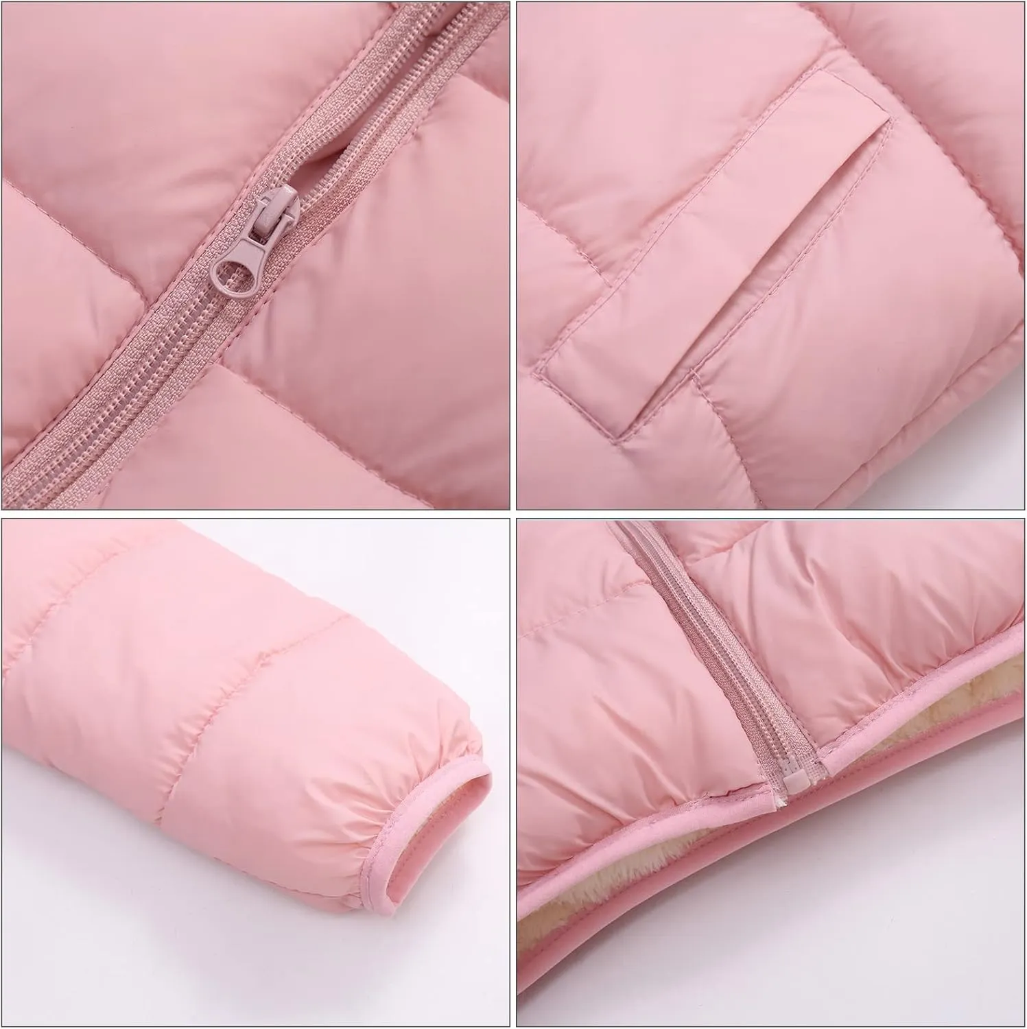 Happy Cherry Boys Girls Hooded Down Jacket Winter Warm Fleece Coat Windproof Zipper Puffer Outerwear 2T-6T
