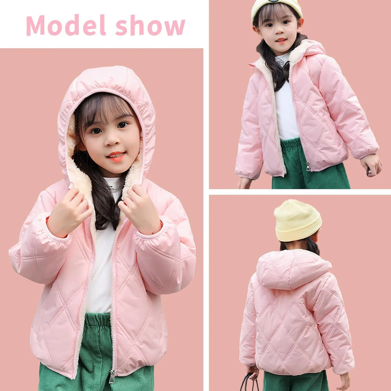 Happy Cherry Boys Girls Puff Jacket Hoodie Coat Windproof Winter Outerwear Lightweight Down Jacket