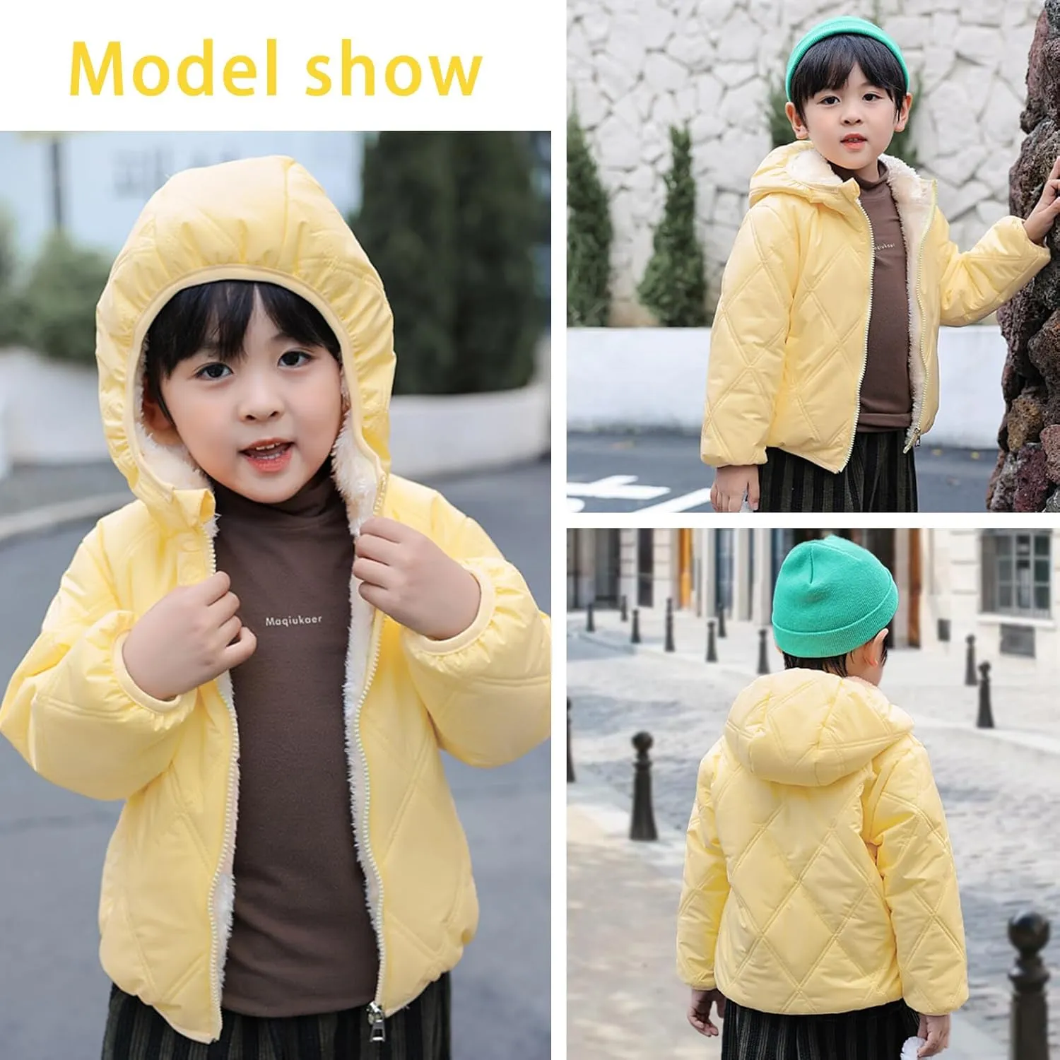 Happy Cherry Boys Girls Puff Jacket Hoodie Coat Windproof Winter Outerwear Lightweight Down Jacket