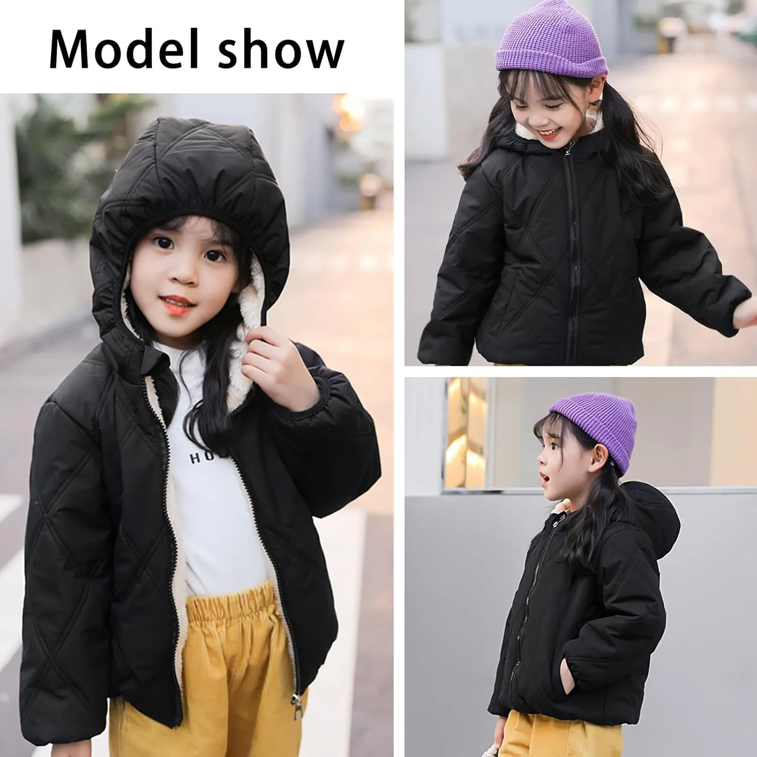 Happy Cherry Boys Girls Puff Jacket Hoodie Coat Windproof Winter Outerwear Lightweight Down Jacket