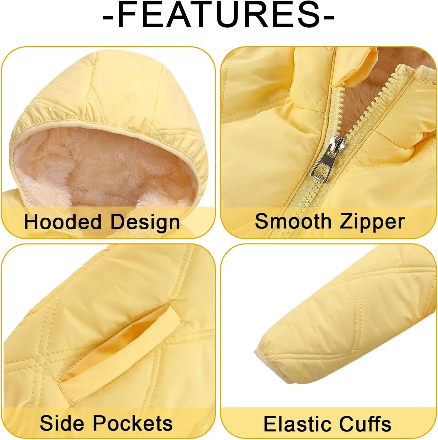 Happy Cherry Boys Girls Puff Jacket Hoodie Coat Windproof Winter Outerwear Lightweight Down Jacket