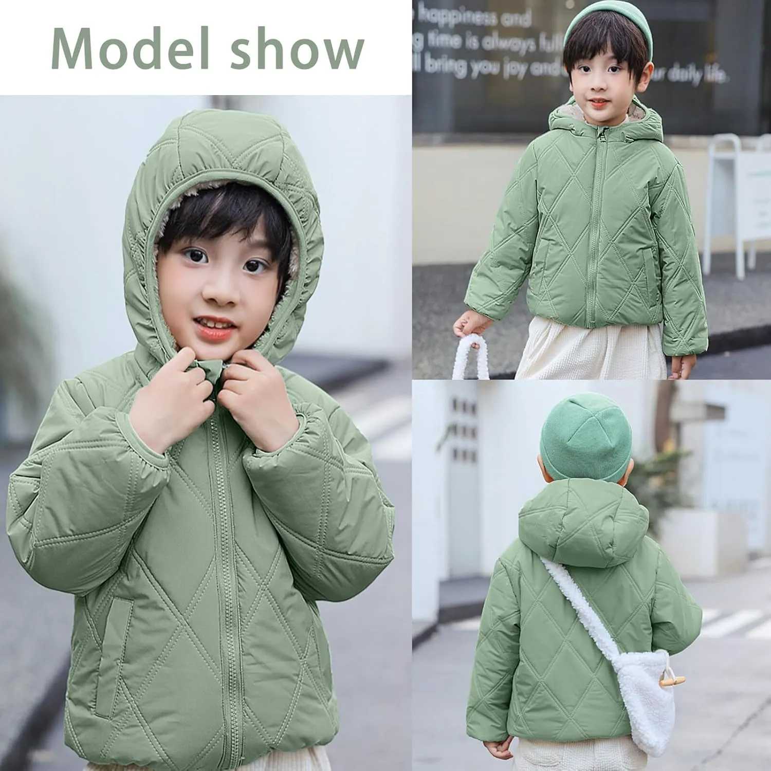 Happy Cherry Boys Girls Puff Jacket Hoodie Coat Windproof Winter Outerwear Lightweight Down Jacket