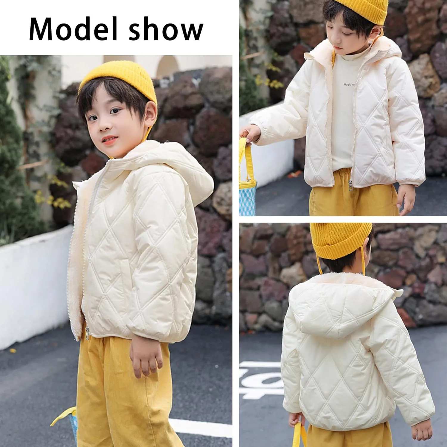 Happy Cherry Boys Girls Puff Jacket Hoodie Coat Windproof Winter Outerwear Lightweight Down Jacket
