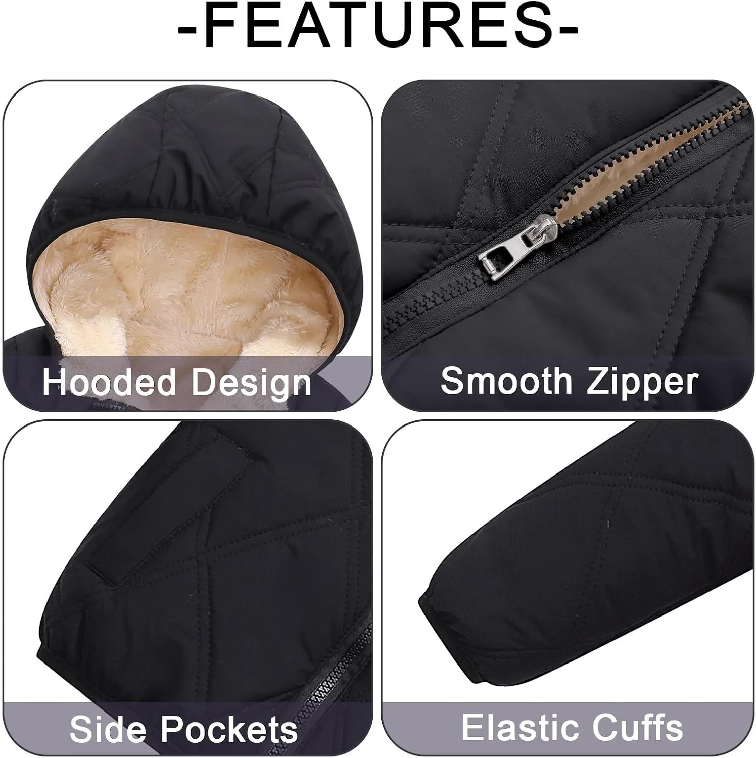 Happy Cherry Boys Girls Puff Jacket Hoodie Coat Windproof Winter Outerwear Lightweight Down Jacket