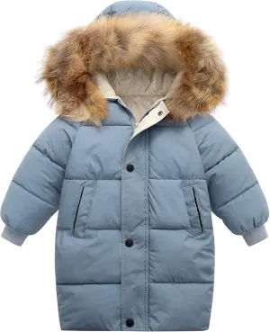 Happy Cherry Down Jacket for Baby Boys Girls Lined Zipper Up Coats Thick Cozy Outerwear Hoodie Toddler Little Kids Cute Outfits