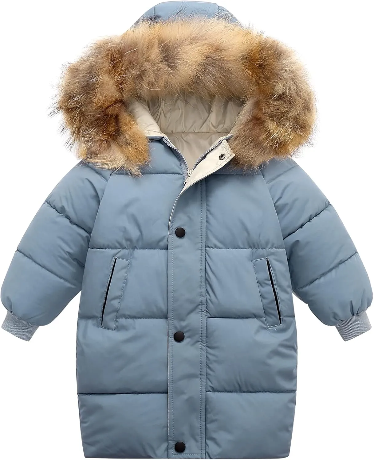 Happy Cherry Down Jacket for Baby Boys Girls Lined Zipper Up Coats Thick Cozy Outerwear Hoodie Toddler Little Kids Cute Outfits
