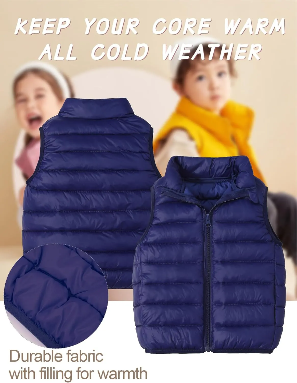 Happy Cherry Kids Boys Girls Down Vest Sleeveless Puffer Coat Lightweight Warm Quilted Gilet Winter Snow Waistcoat Outerwear