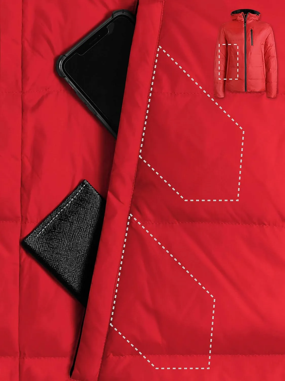 Hat and Beyond Mens Warmth-Retaining Waterproof Down Coat Hood Zipper Pocket