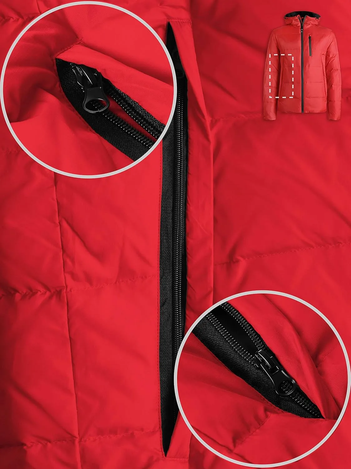 Hat and Beyond Mens Warmth-Retaining Waterproof Down Coat Hood Zipper Pocket