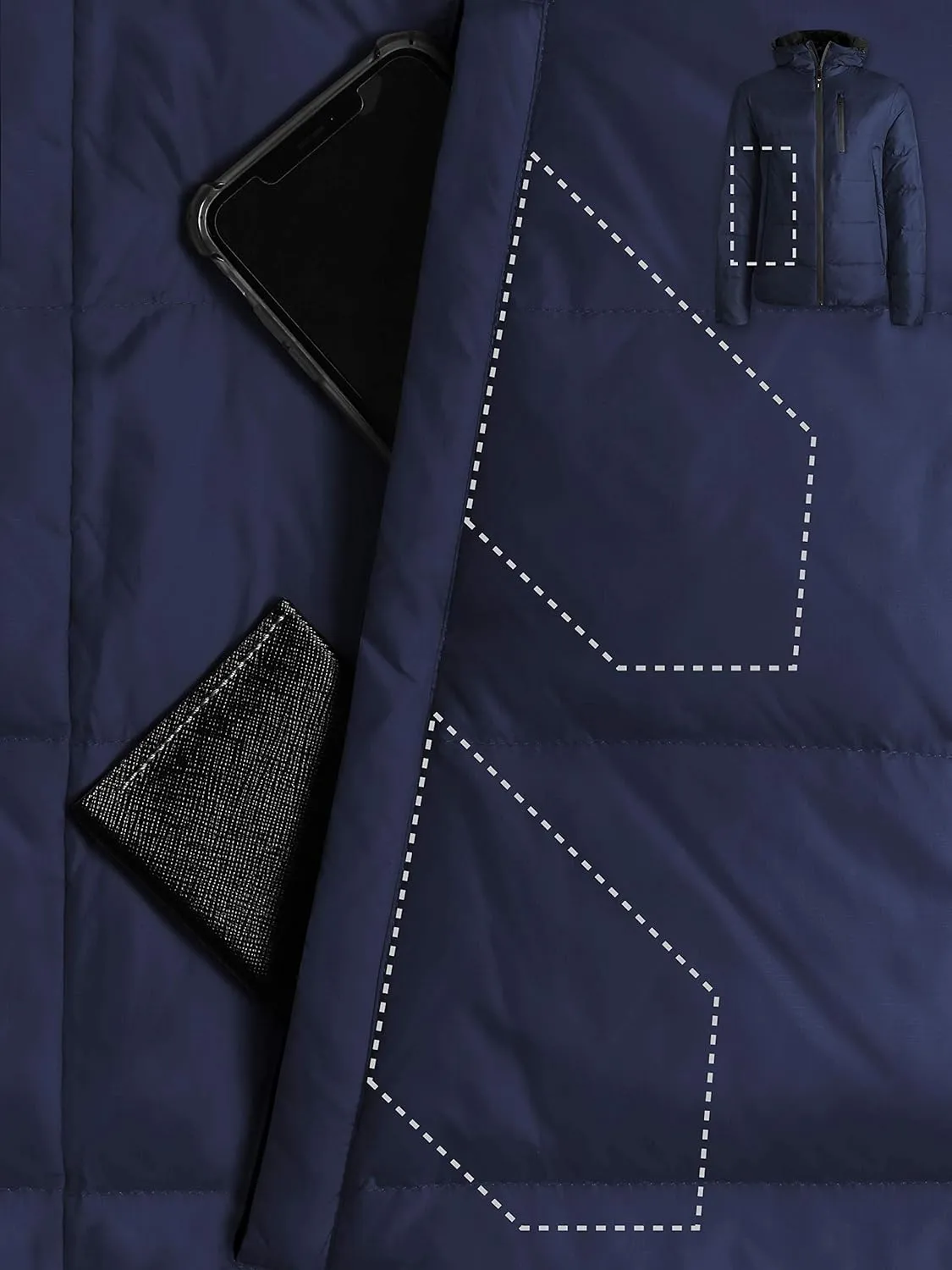 Hat and Beyond Mens Warmth-Retaining Waterproof Down Coat Hood Zipper Pocket