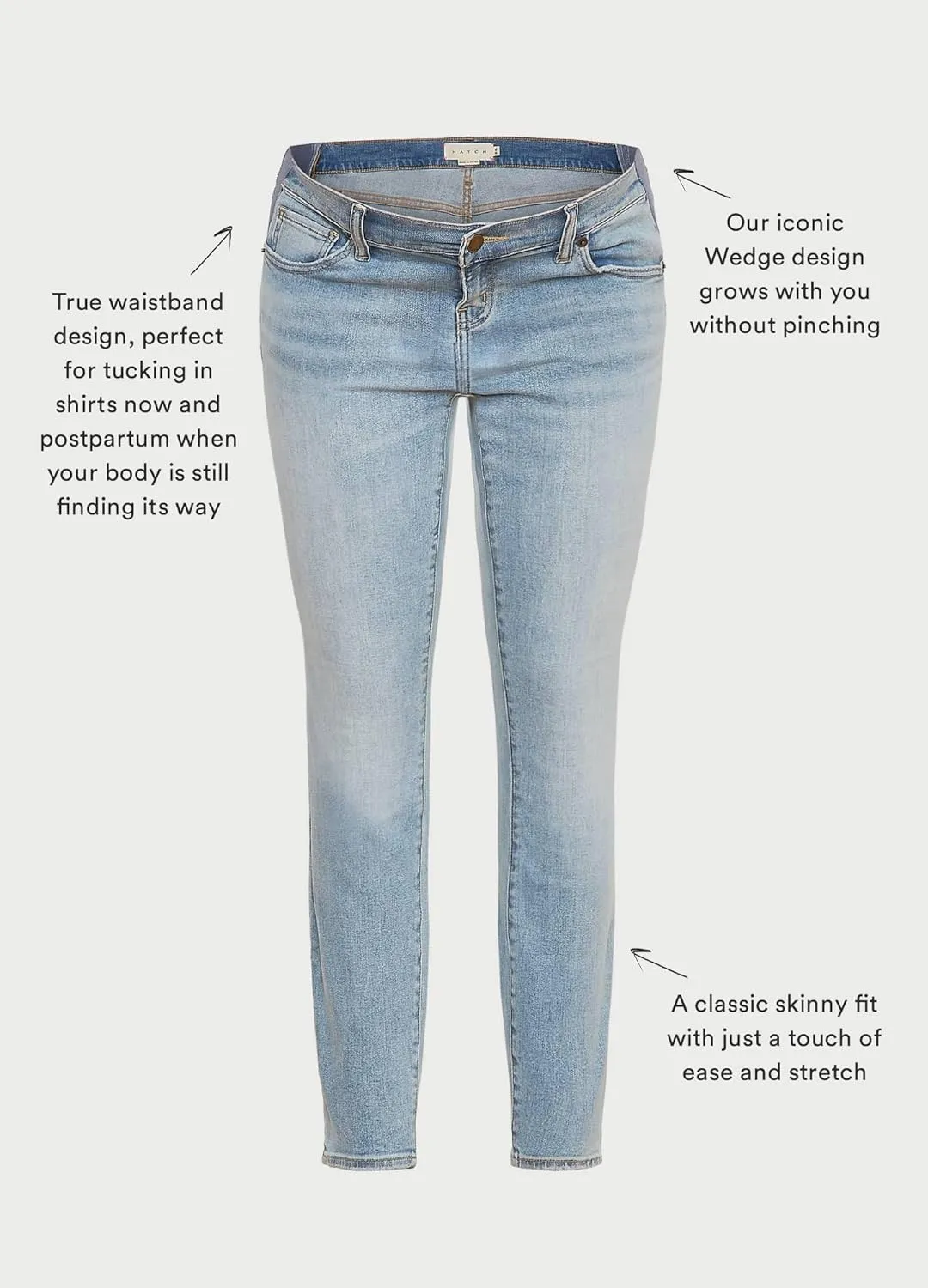 HATCH Slim Maternity Jeans - Under The Belly Pregnancy Jeans That Grow with You - Recycled Stretch Cotton Denim