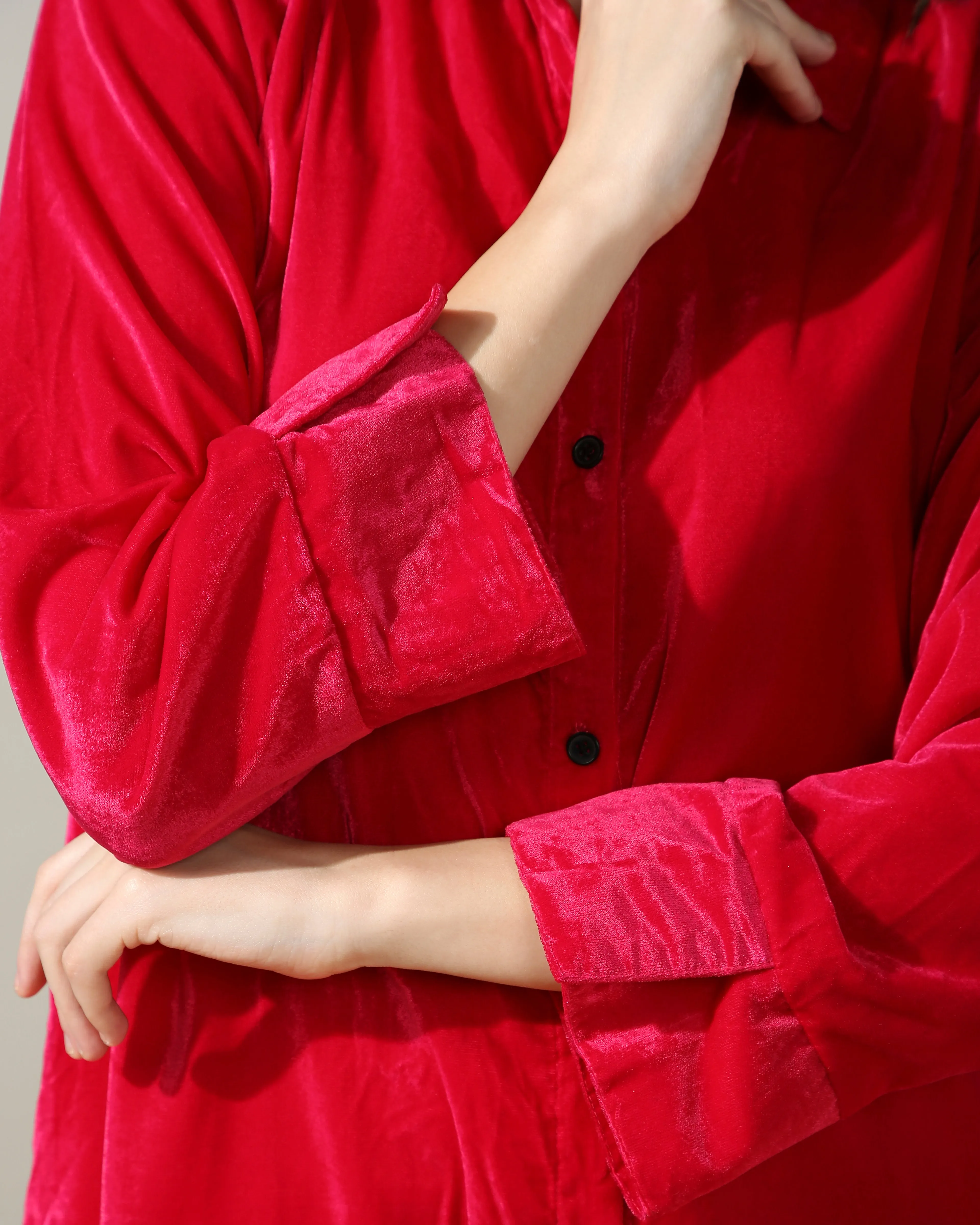 HOK ENSEMBLE - Pink Velvet Long Coord set
