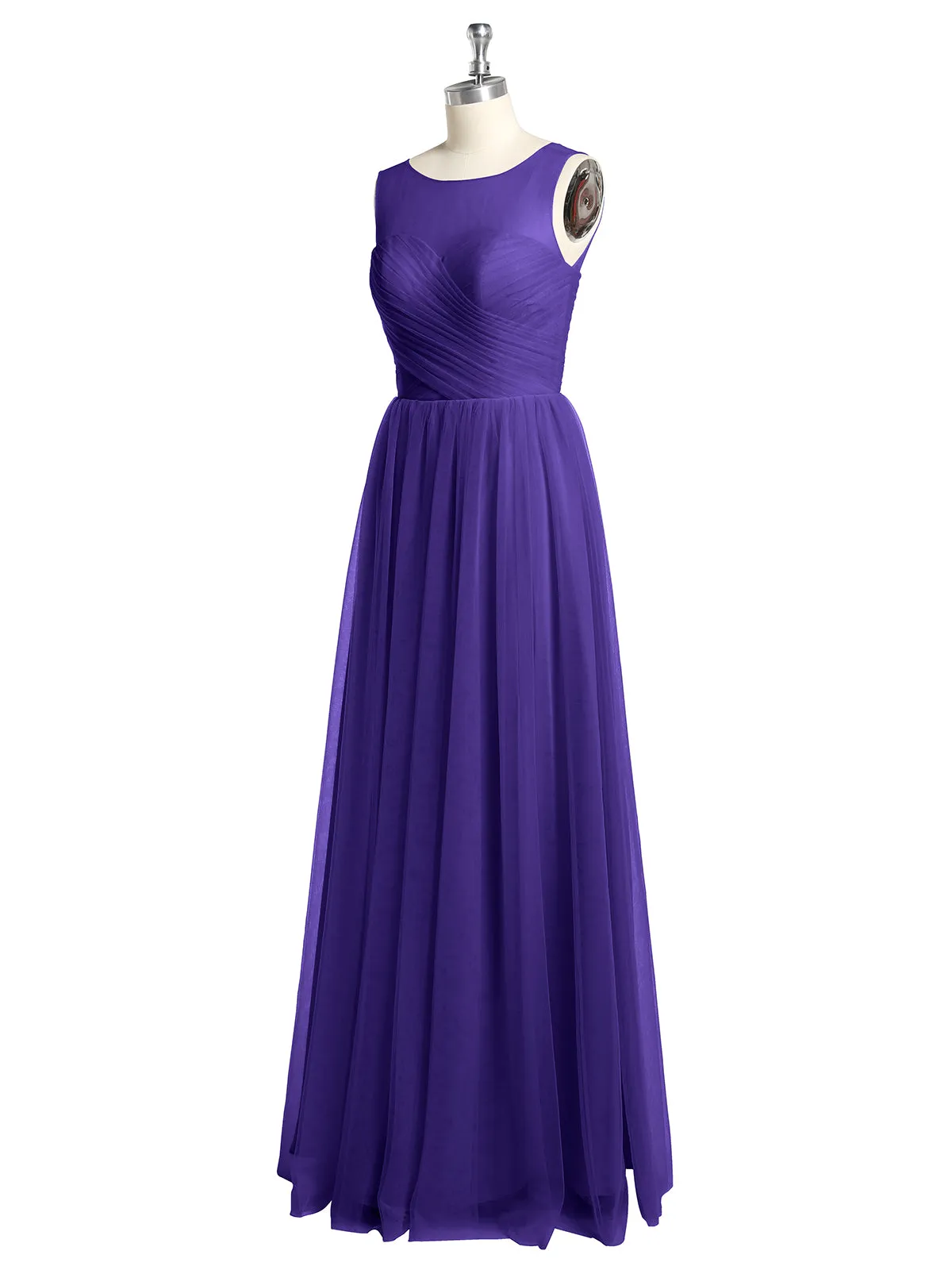 Illusion Neck Cross Tulle Bridesmaid Dresses-Regency