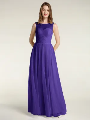 Illusion Neck Cross Tulle Bridesmaid Dresses-Regency