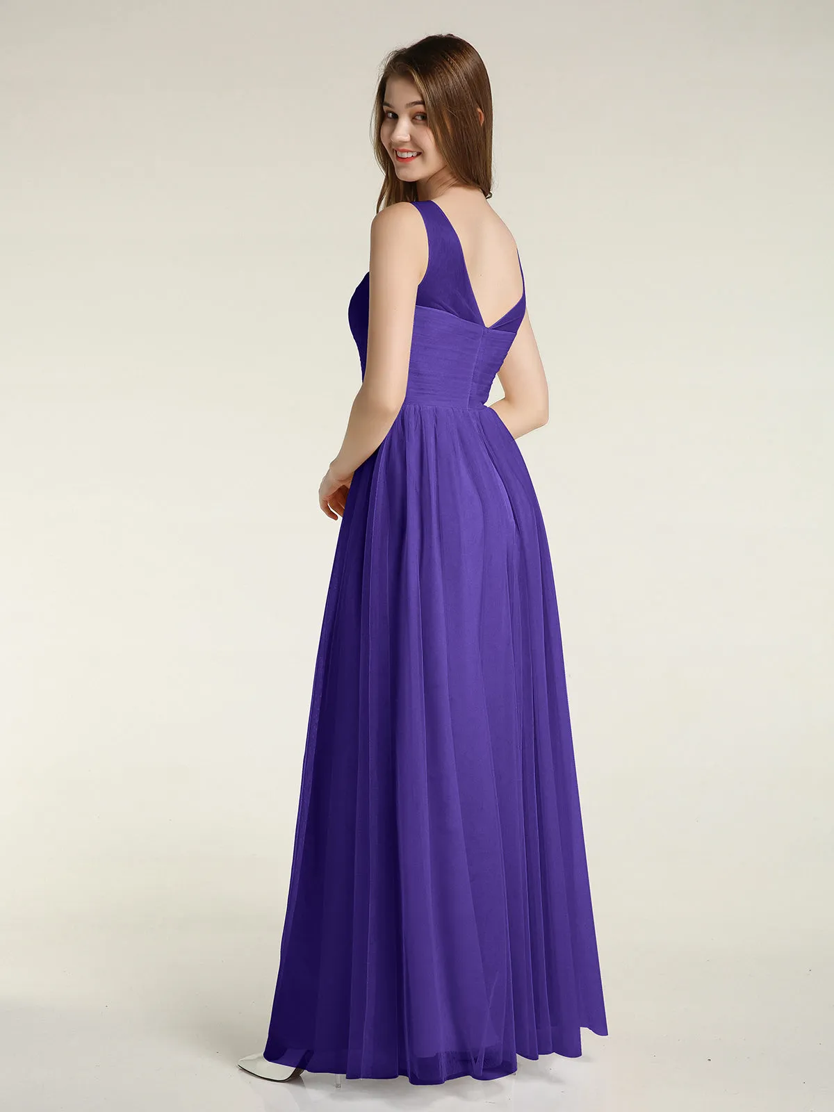 Illusion Neck Cross Tulle Bridesmaid Dresses-Regency