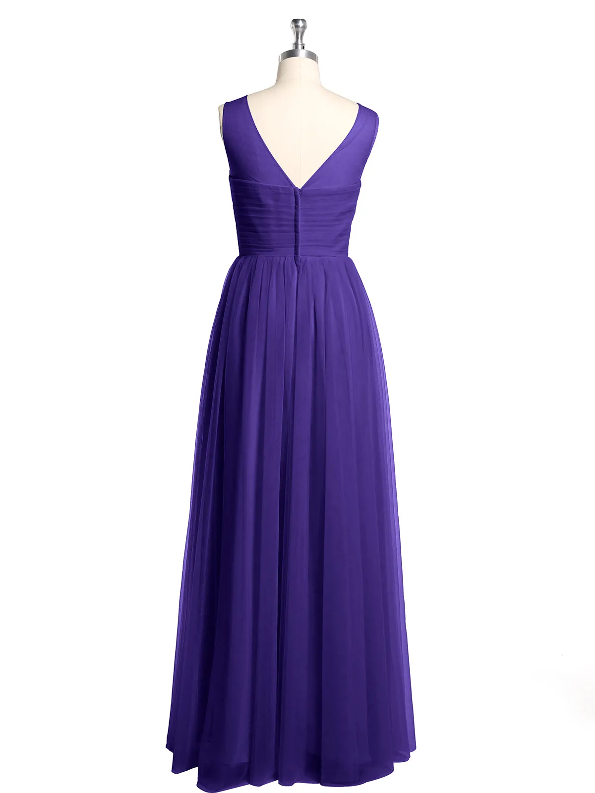 Illusion Neck Cross Tulle Bridesmaid Dresses-Regency