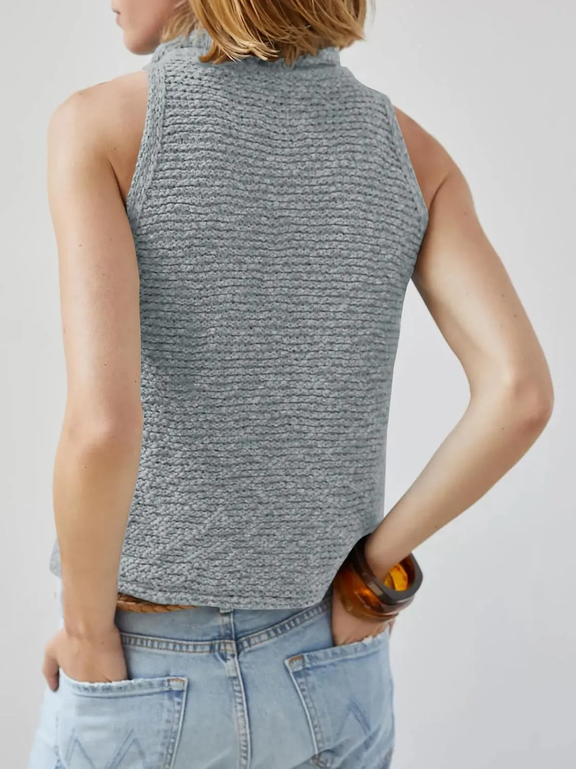 Imily Bela Womens Turtleneck Sweater Vest Sleeveless Loose Pullover Sweaters Knit Fashion Tank Tops