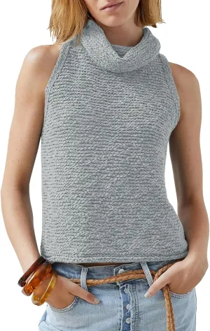 Imily Bela Womens Turtleneck Sweater Vest Sleeveless Loose Pullover Sweaters Knit Fashion Tank Tops