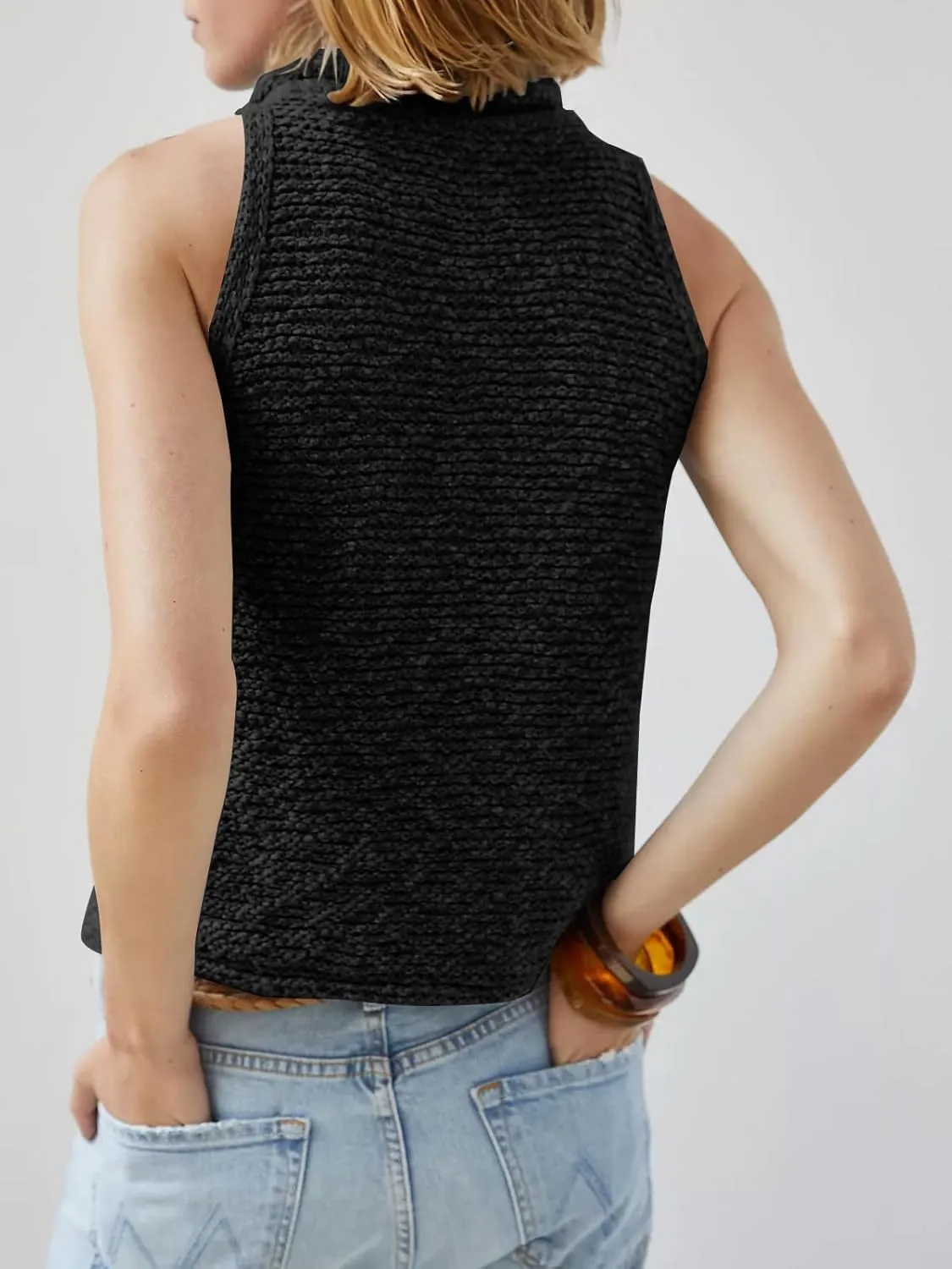 Imily Bela Womens Turtleneck Sweater Vest Sleeveless Loose Pullover Sweaters Knit Fashion Tank Tops