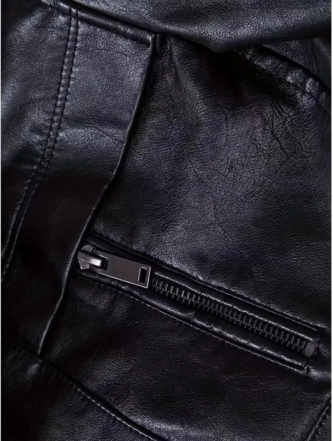 INVACHI Men's Faux Leather Trench Coat Mid-Length PU Motorcycle Jacket with Belt Waterproof Windbreaker