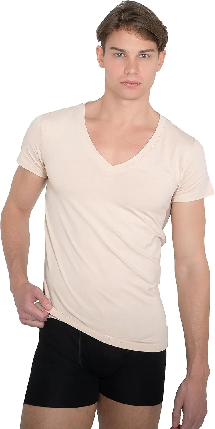 Invisible Organic Stretch Cotton Business Undershirt deep v-Neck