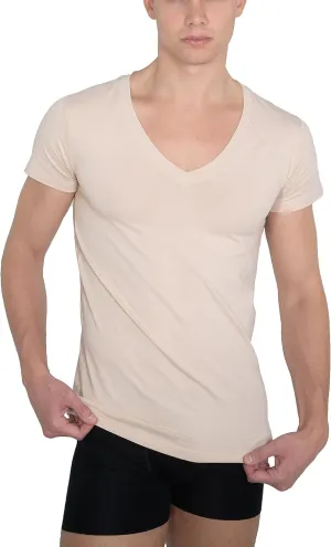 Invisible Organic Stretch Cotton Business Undershirt deep v-Neck