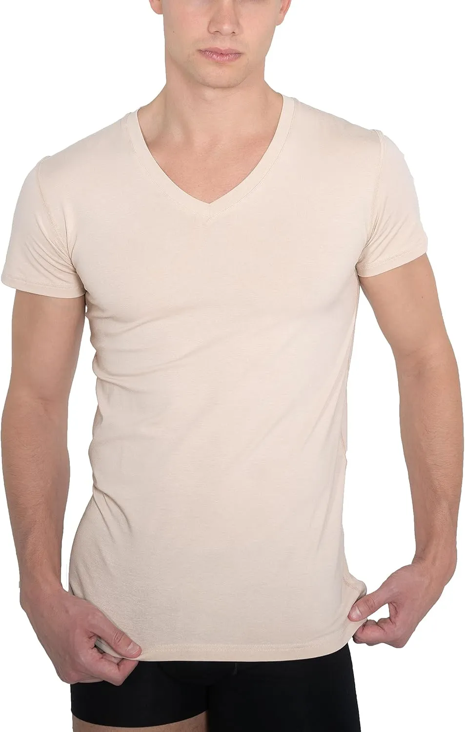 Invisible Organic Stretch Cotton Business Undershirt v-Neck